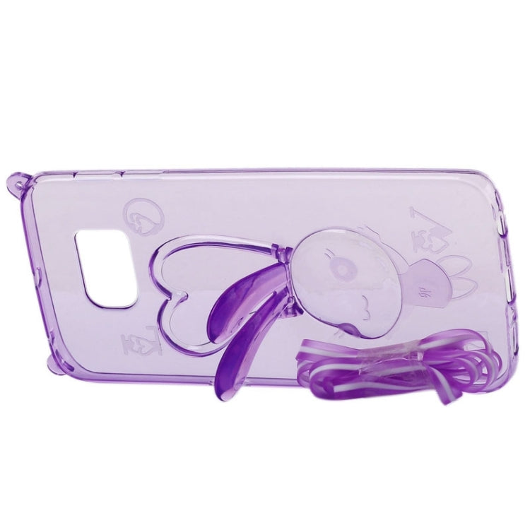 For Galaxy S6 / G920 Rabbit Pattern Ornament TPU Case with Holder & Lanyard