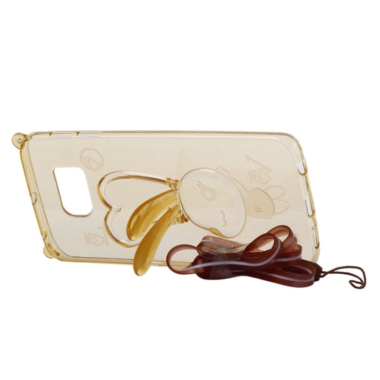 For Galaxy S6 / G920 Rabbit Pattern Ornament TPU Case with Holder & Lanyard