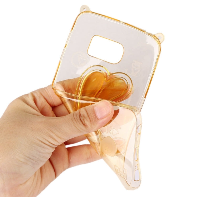 For Galaxy S6 / G920 Rabbit Pattern Ornament TPU Case with Holder & Lanyard