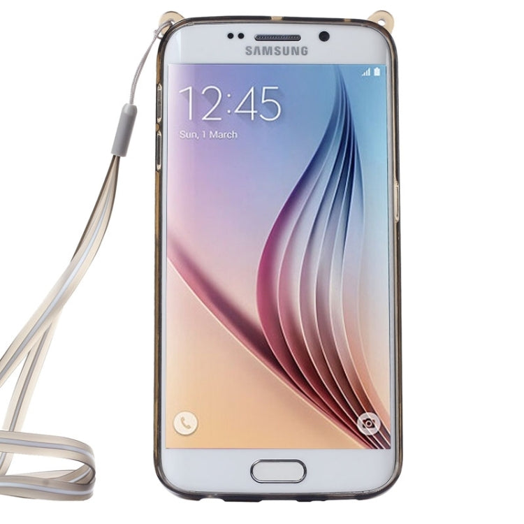 For Galaxy S6 / G920 Rabbit Pattern Ornament TPU Case with Holder & Lanyard