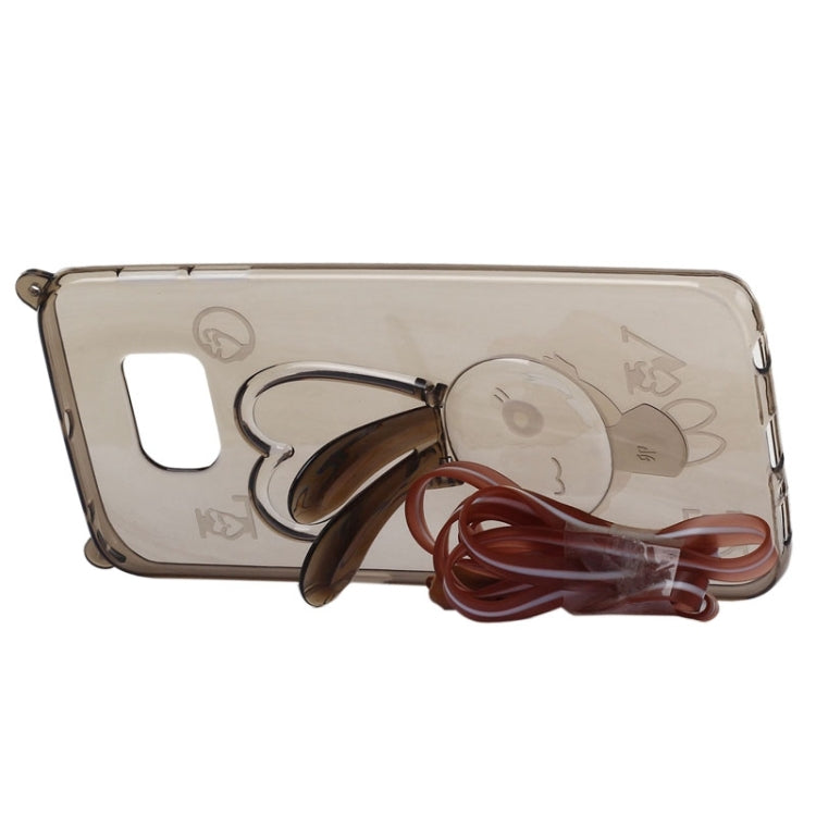For Galaxy S6 / G920 Rabbit Pattern Ornament TPU Case with Holder & Lanyard