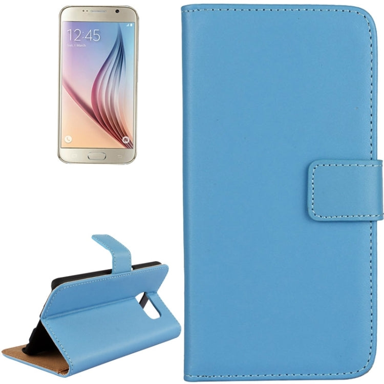 For Galaxy S6 / G920 Cowhide Split Leather Protective Case with Holder & Card Slots