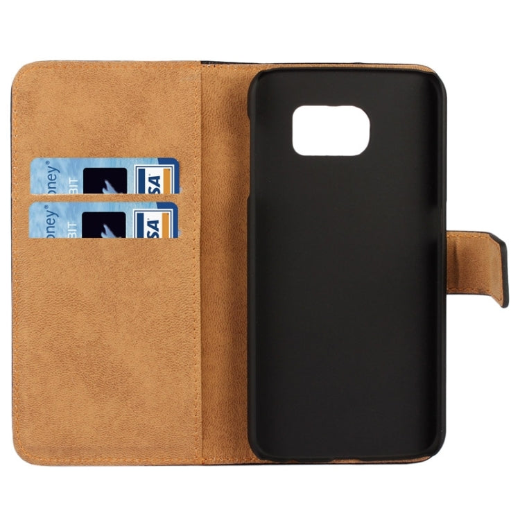 For Galaxy S6 / G920 Cowhide Split Leather Protective Case with Holder & Card Slots