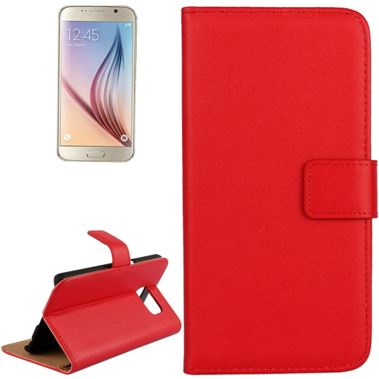 For Galaxy S6 / G920 Cowhide Split Leather Protective Case with Holder & Card Slots