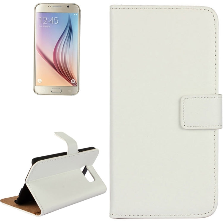For Galaxy S6 / G920 Cowhide Split Leather Protective Case with Holder & Card Slots