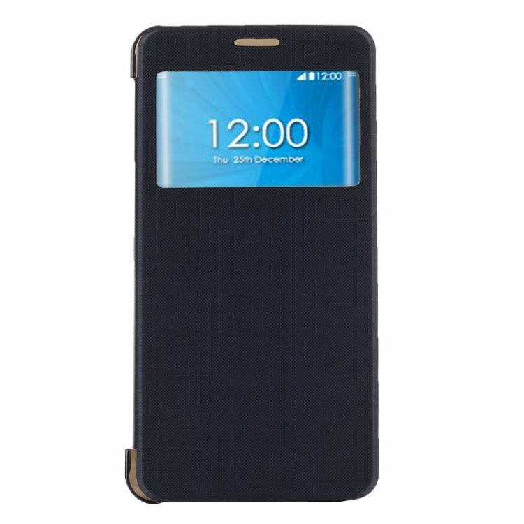 Brushed Texture Horizontal Flip PU Leather + Transparent Plastic Protective Case with Call Display ID for Galaxy Note 5