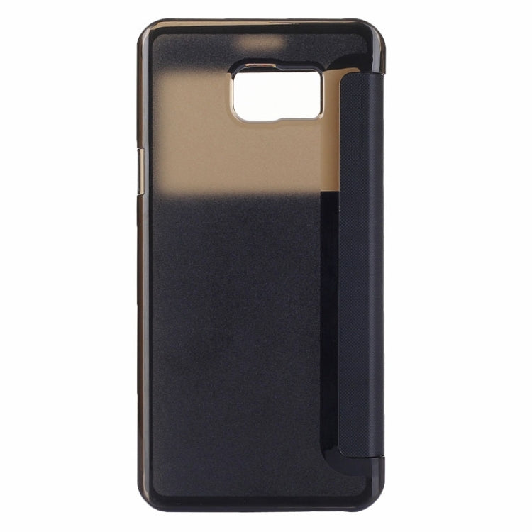 Brushed Texture Horizontal Flip PU Leather + Transparent Plastic Protective Case with Call Display ID for Galaxy Note 5