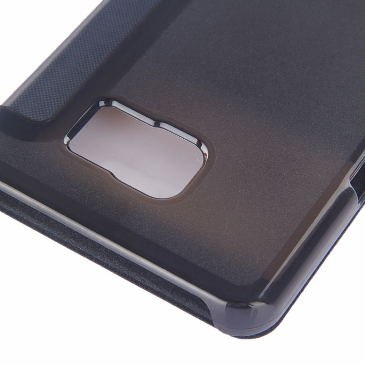 Brushed Texture Horizontal Flip PU Leather + Transparent Plastic Protective Case with Call Display ID for Galaxy Note 5