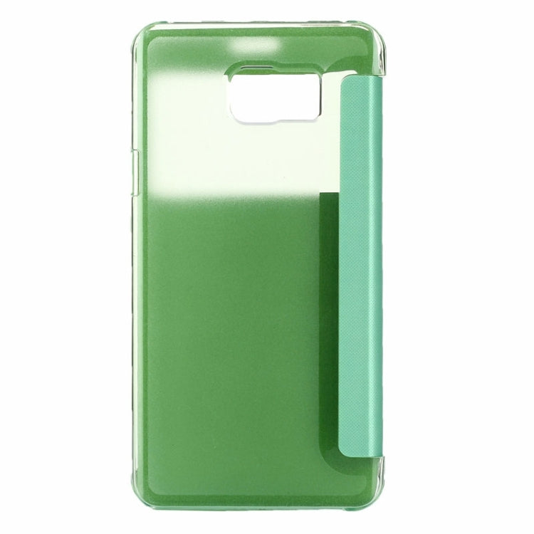 Brushed Texture Horizontal Flip PU Leather + Transparent Plastic Protective Case with Call Display ID for Galaxy Note 5