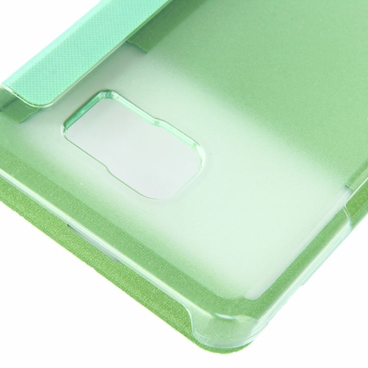 Brushed Texture Horizontal Flip PU Leather + Transparent Plastic Protective Case with Call Display ID for Galaxy Note 5