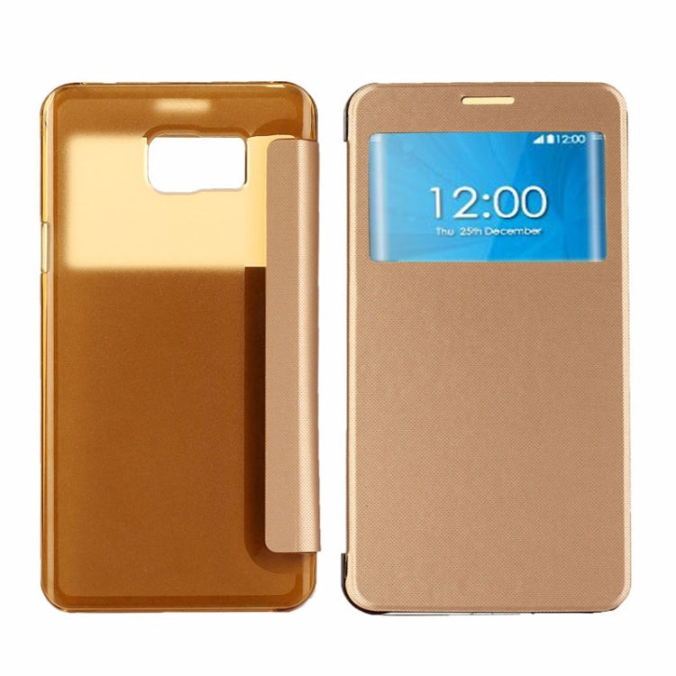Brushed Texture Horizontal Flip PU Leather + Transparent Plastic Protective Case with Call Display ID for Galaxy Note 5