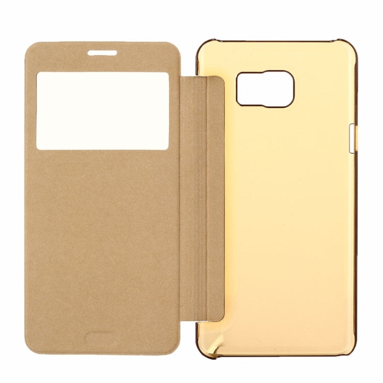 Brushed Texture Horizontal Flip PU Leather + Transparent Plastic Protective Case with Call Display ID for Galaxy Note 5