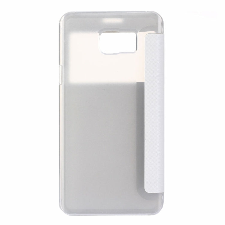 Brushed Texture Horizontal Flip PU Leather + Transparent Plastic Protective Case with Call Display ID for Galaxy Note 5