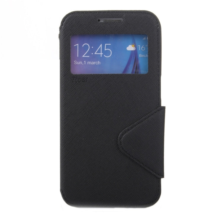 For Galaxy S6 / G920 Roar Cross Texture Flip Leather Case with Holder & Card Slot & Caller ID Window