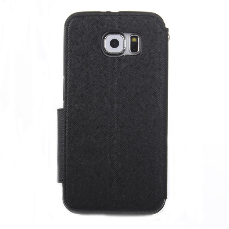 For Galaxy S6 / G920 Roar Cross Texture Flip Leather Case with Holder & Card Slot & Caller ID Window