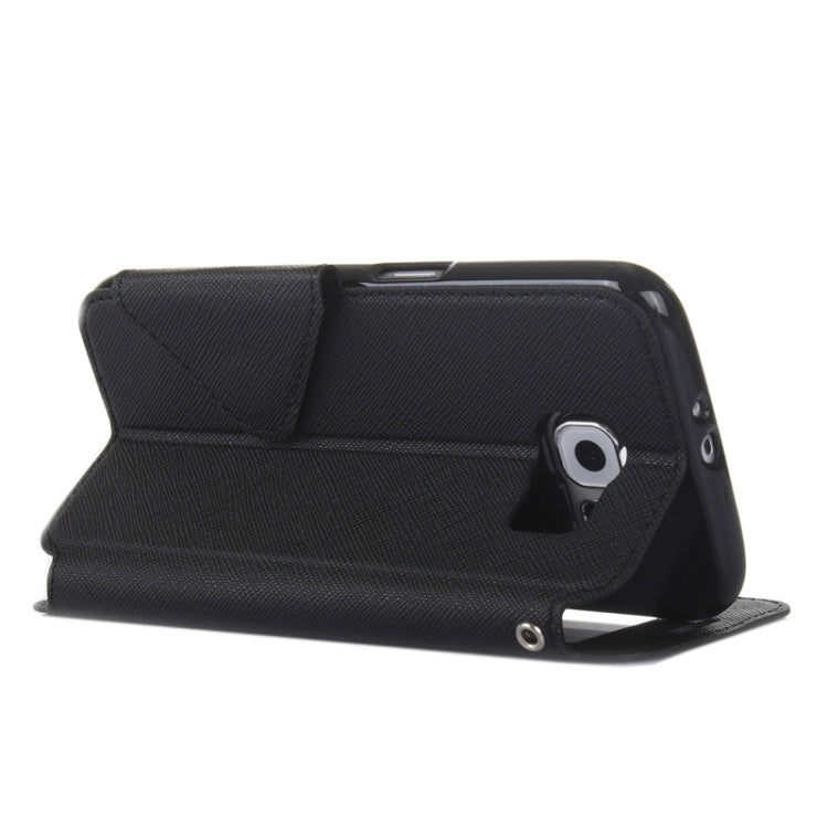 For Galaxy S6 / G920 Roar Cross Texture Flip Leather Case with Holder & Card Slot & Caller ID Window
