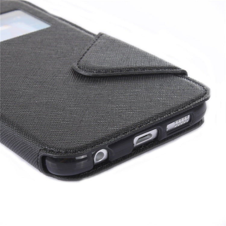 For Galaxy S6 / G920 Roar Cross Texture Flip Leather Case with Holder & Card Slot & Caller ID Window
