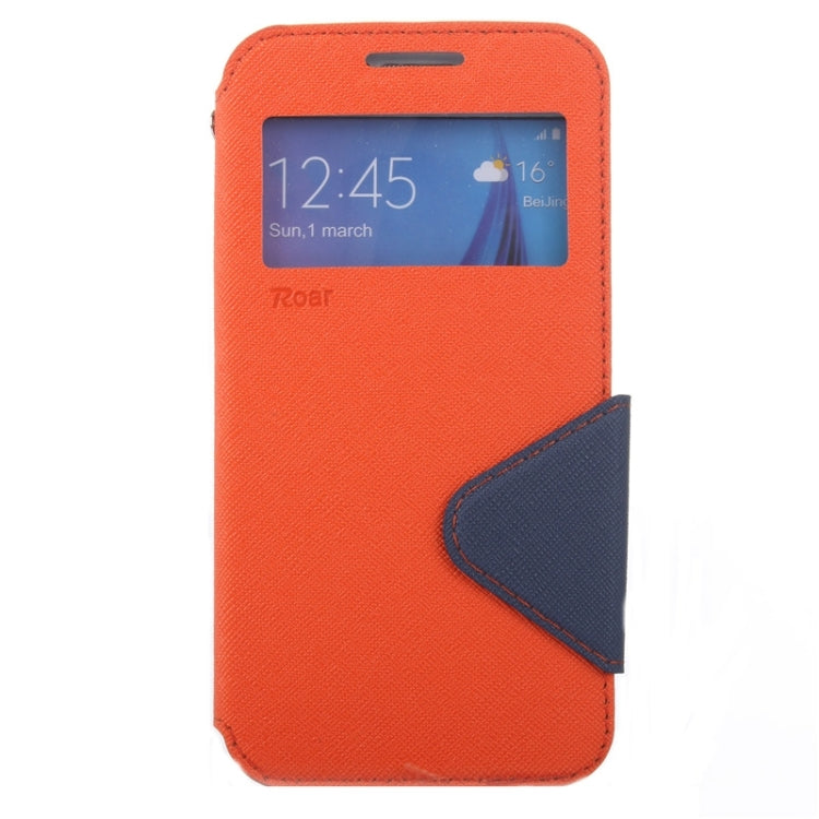 For Galaxy S6 / G920 Roar Cross Texture Flip Leather Case with Holder & Card Slot & Caller ID Window