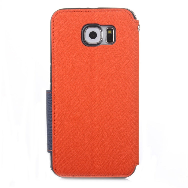 For Galaxy S6 / G920 Roar Cross Texture Flip Leather Case with Holder & Card Slot & Caller ID Window
