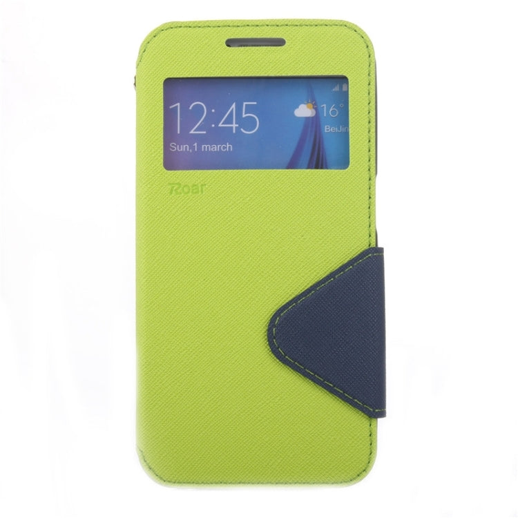For Galaxy S6 / G920 Roar Cross Texture Flip Leather Case with Holder & Card Slot & Caller ID Window