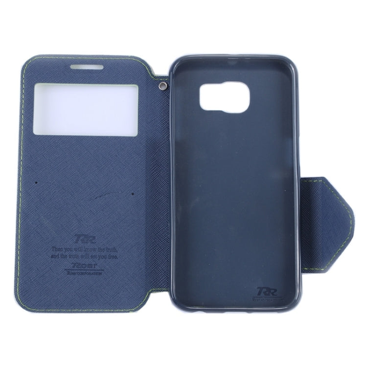 For Galaxy S6 / G920 Roar Cross Texture Flip Leather Case with Holder & Card Slot & Caller ID Window