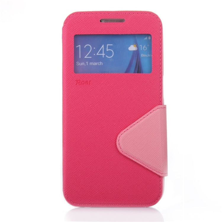 For Galaxy S6 / G920 Roar Cross Texture Flip Leather Case with Holder & Card Slot & Caller ID Window