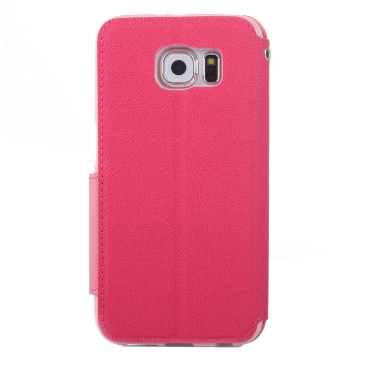 For Galaxy S6 / G920 Roar Cross Texture Flip Leather Case with Holder & Card Slot & Caller ID Window