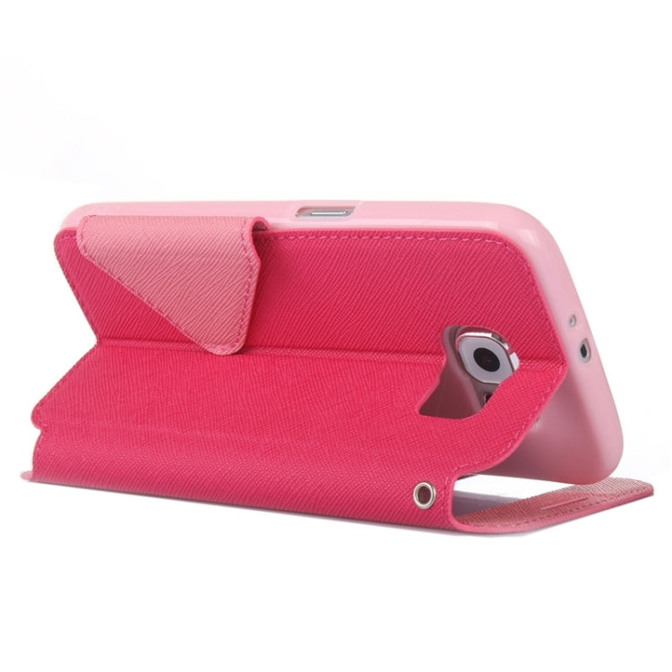 For Galaxy S6 / G920 Roar Cross Texture Flip Leather Case with Holder & Card Slot & Caller ID Window
