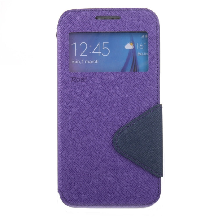 For Galaxy S6 / G920 Roar Cross Texture Flip Leather Case with Holder & Card Slot & Caller ID Window