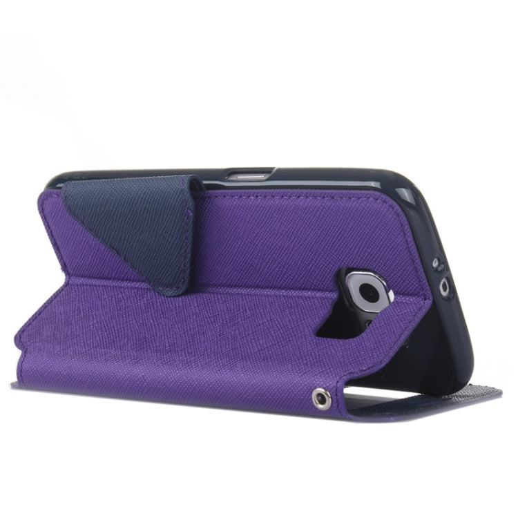 For Galaxy S6 / G920 Roar Cross Texture Flip Leather Case with Holder & Card Slot & Caller ID Window