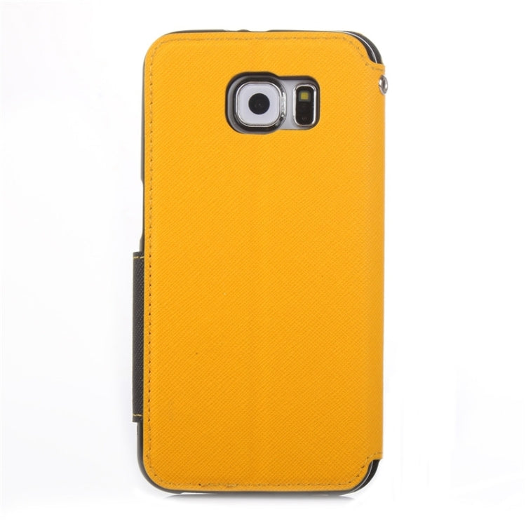For Galaxy S6 / G920 Roar Cross Texture Flip Leather Case with Holder & Card Slot & Caller ID Window