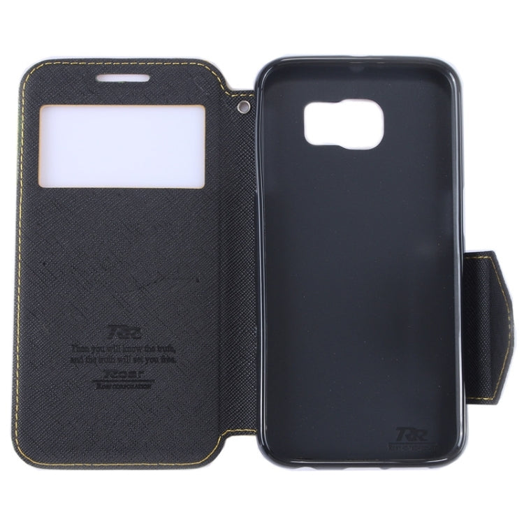 For Galaxy S6 / G920 Roar Cross Texture Flip Leather Case with Holder & Card Slot & Caller ID Window