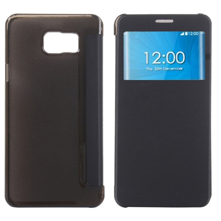 Brushed Texture Horizontal Flip Leather Case with Caller ID Display Window for Galaxy Note 5