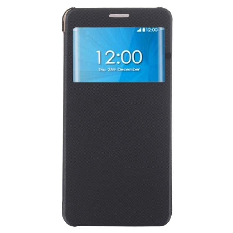 Brushed Texture Horizontal Flip Leather Case with Caller ID Display Window for Galaxy Note 5
