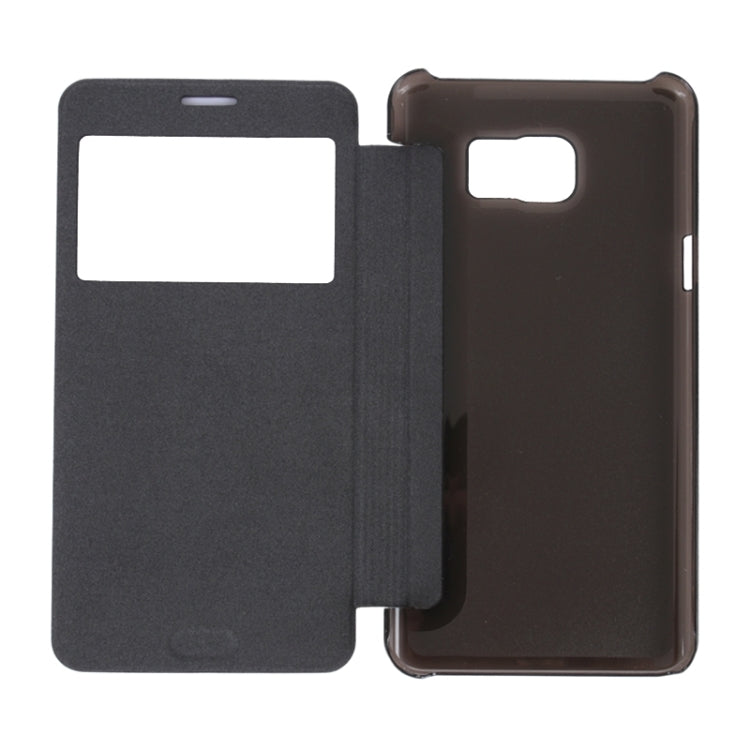 Brushed Texture Horizontal Flip Leather Case with Caller ID Display Window for Galaxy Note 5