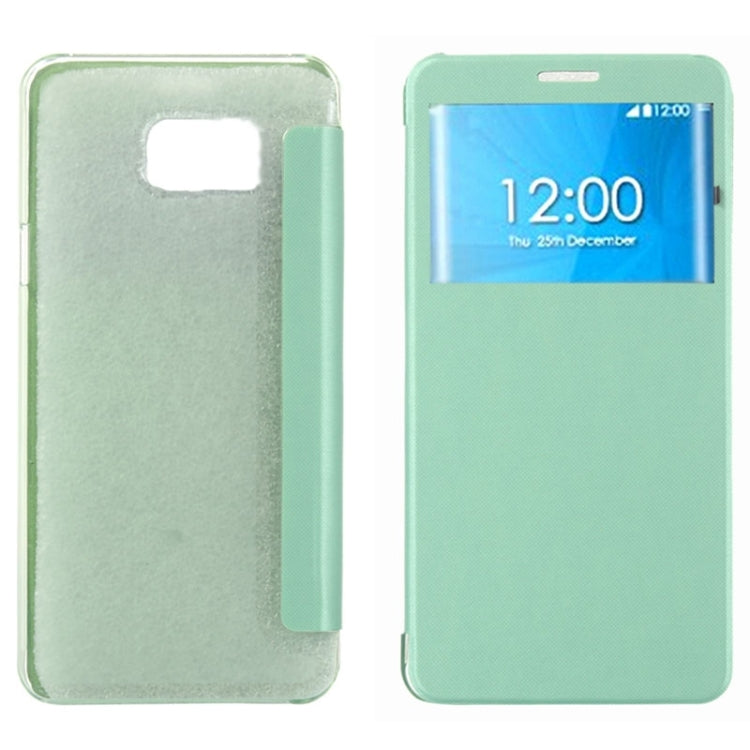 Brushed Texture Horizontal Flip Leather Case with Caller ID Display Window for Galaxy Note 5