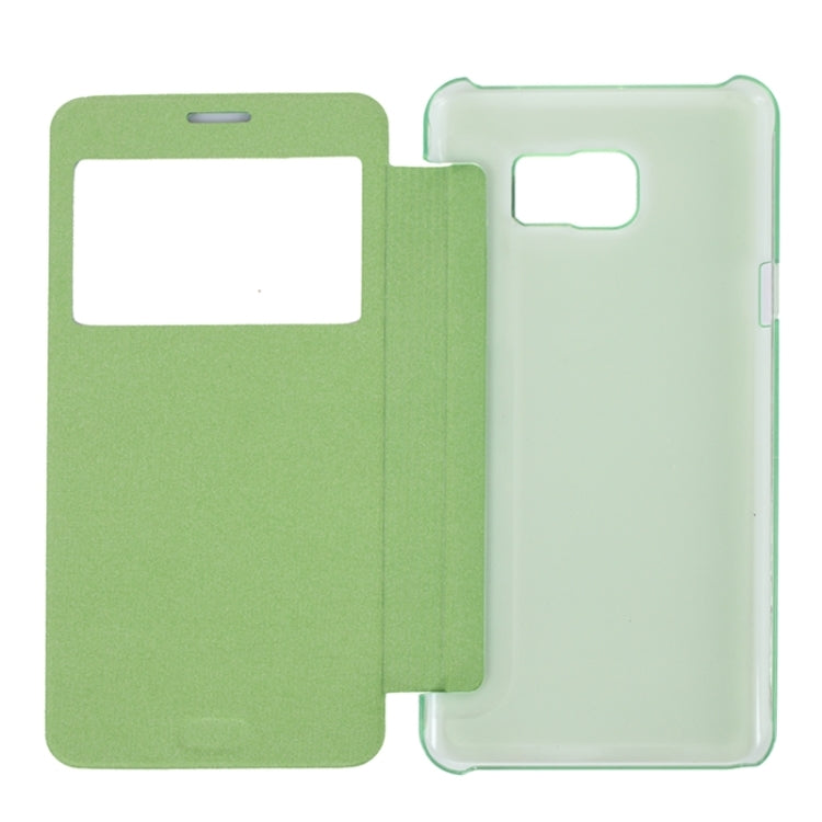 Brushed Texture Horizontal Flip Leather Case with Caller ID Display Window for Galaxy Note 5