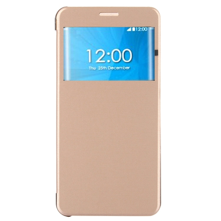 Brushed Texture Horizontal Flip Leather Case with Caller ID Display Window for Galaxy Note 5