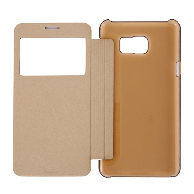 Brushed Texture Horizontal Flip Leather Case with Caller ID Display Window for Galaxy Note 5