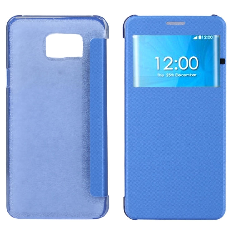 Brushed Texture Horizontal Flip Leather Case with Caller ID Display Window for Galaxy Note 5
