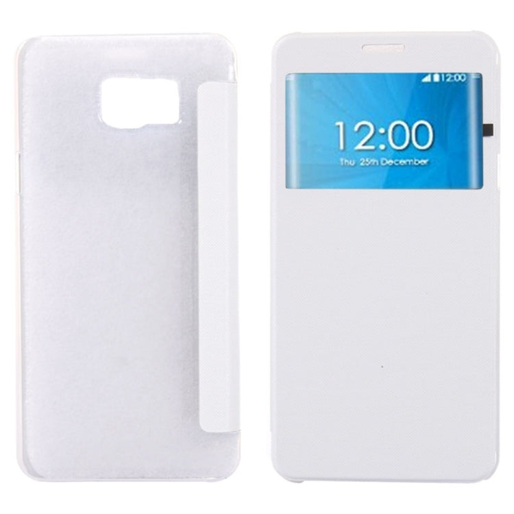 Brushed Texture Horizontal Flip Leather Case with Caller ID Display Window for Galaxy Note 5