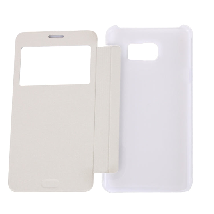 Brushed Texture Horizontal Flip Leather Case with Caller ID Display Window for Galaxy Note 5