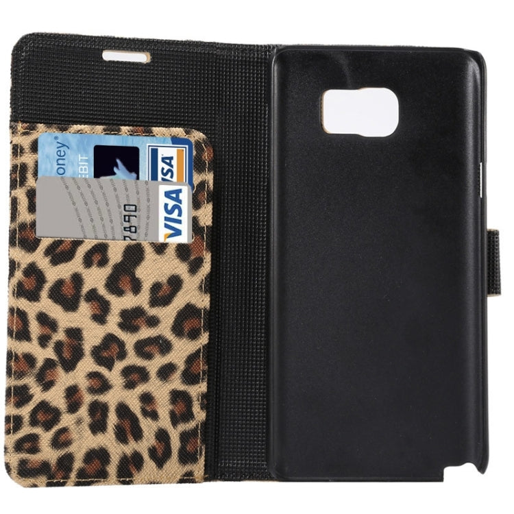 Leopard Pattern Flip Leather Case with Holder & Card Slots for Galaxy Note 5 / N920(Yellow)