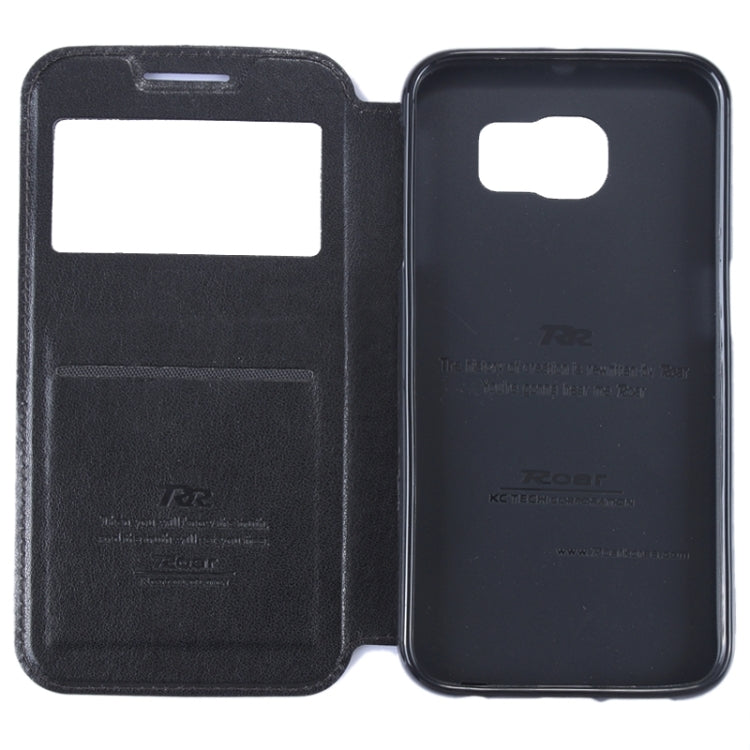 For Galaxy S6 / G920 Crazy Horse Texture Leather Case with Holder & Card Slot & Caller ID Display Window