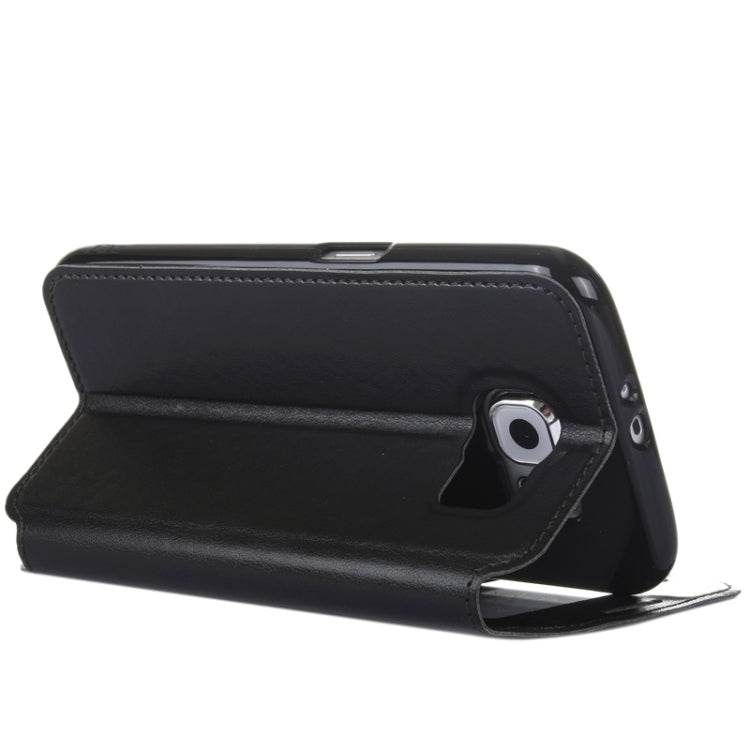 For Galaxy S6 / G920 Crazy Horse Texture Leather Case with Holder & Card Slot & Caller ID Display Window