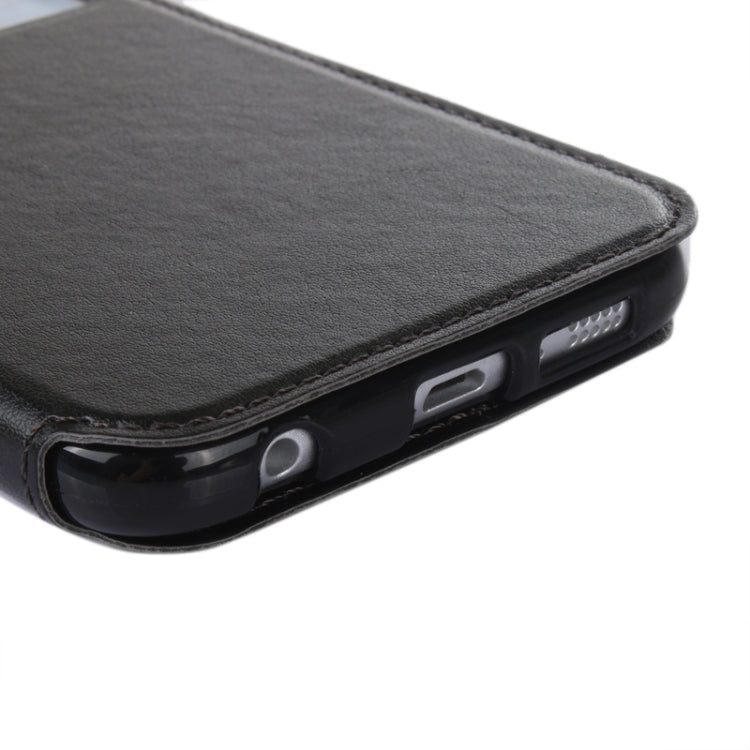 For Galaxy S6 / G920 Crazy Horse Texture Leather Case with Holder & Card Slot & Caller ID Display Window
