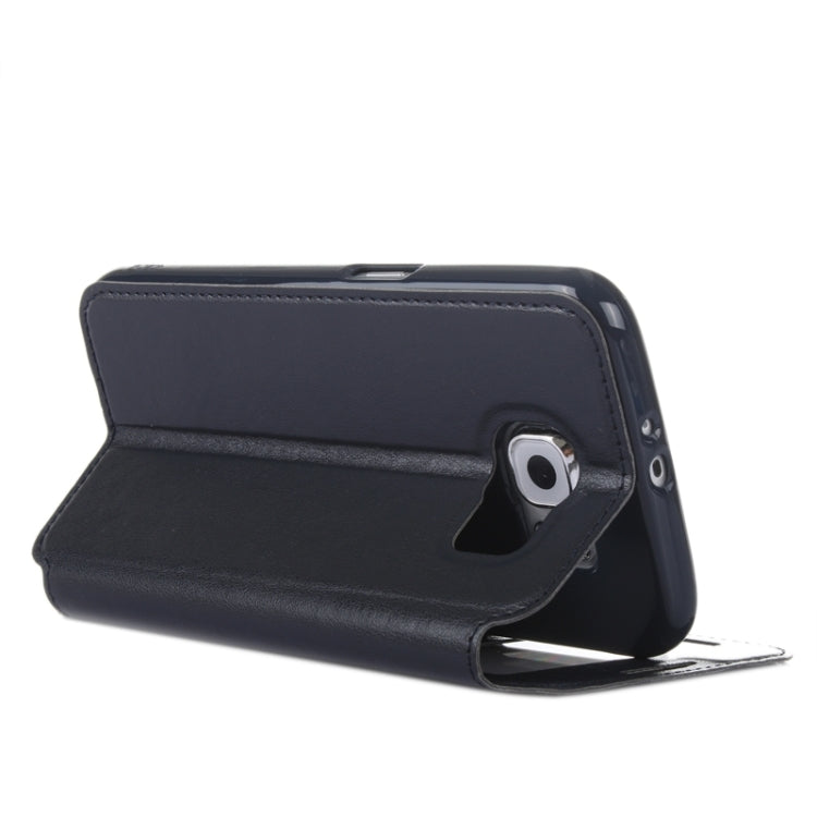 For Galaxy S6 / G920 Crazy Horse Texture Leather Case with Holder & Card Slot & Caller ID Display Window