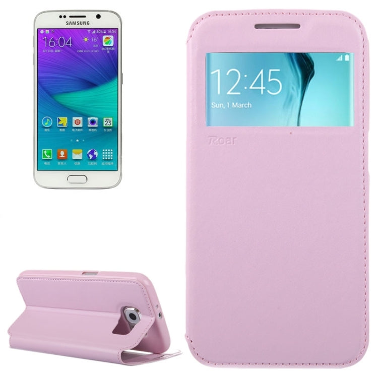 For Galaxy S6 / G920 Crazy Horse Texture Leather Case with Holder & Card Slot & Caller ID Display Window