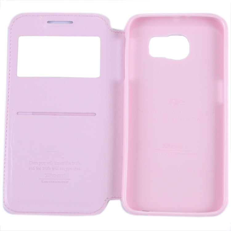For Galaxy S6 / G920 Crazy Horse Texture Leather Case with Holder & Card Slot & Caller ID Display Window