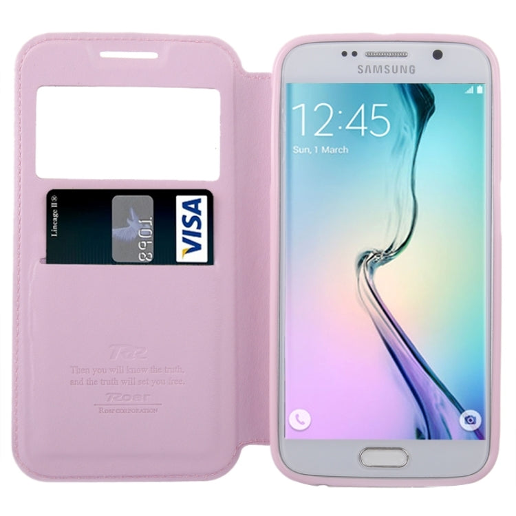 For Galaxy S6 / G920 Crazy Horse Texture Leather Case with Holder & Card Slot & Caller ID Display Window
